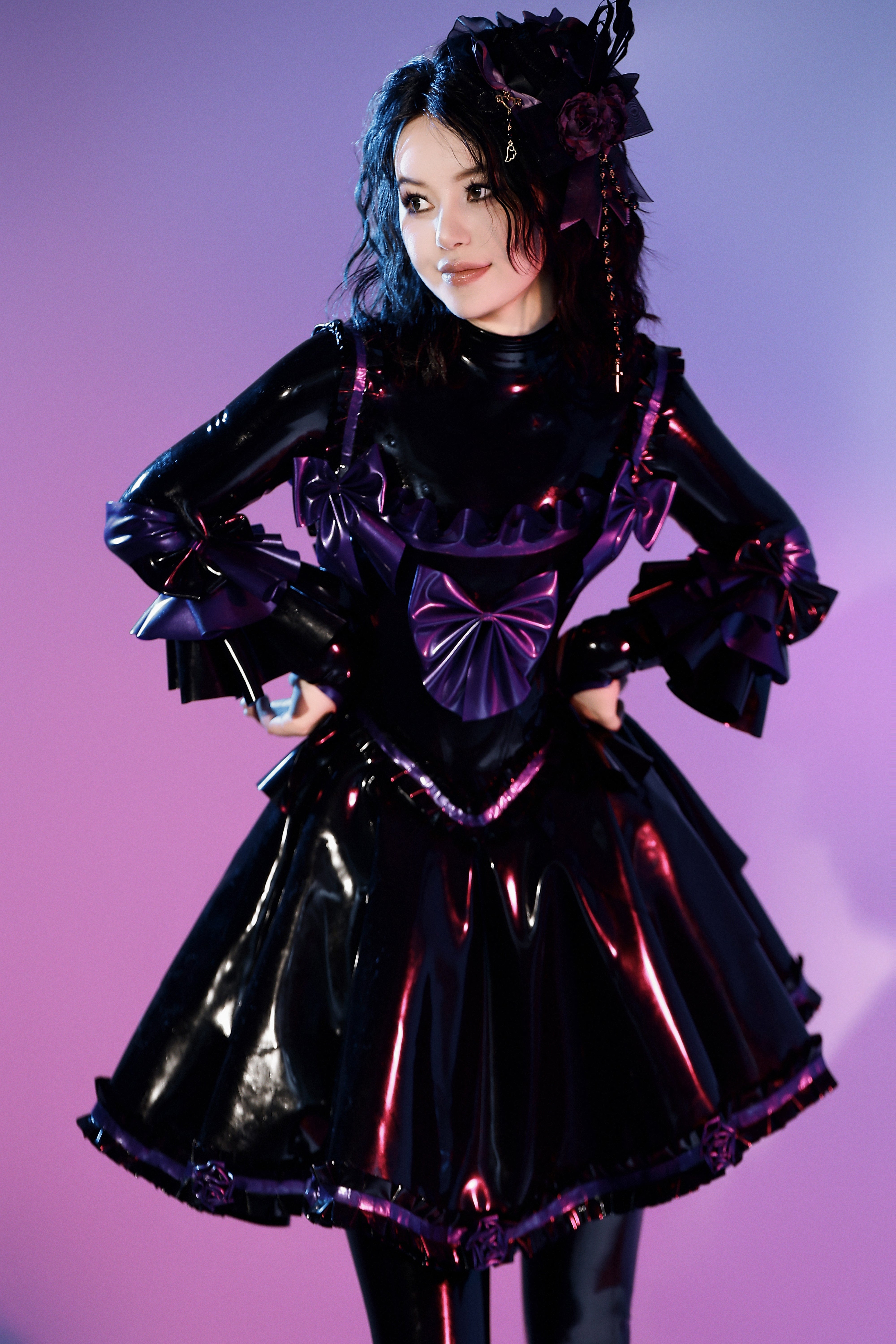 Gothic Sweet Latex Lolita Dress – midnight latex