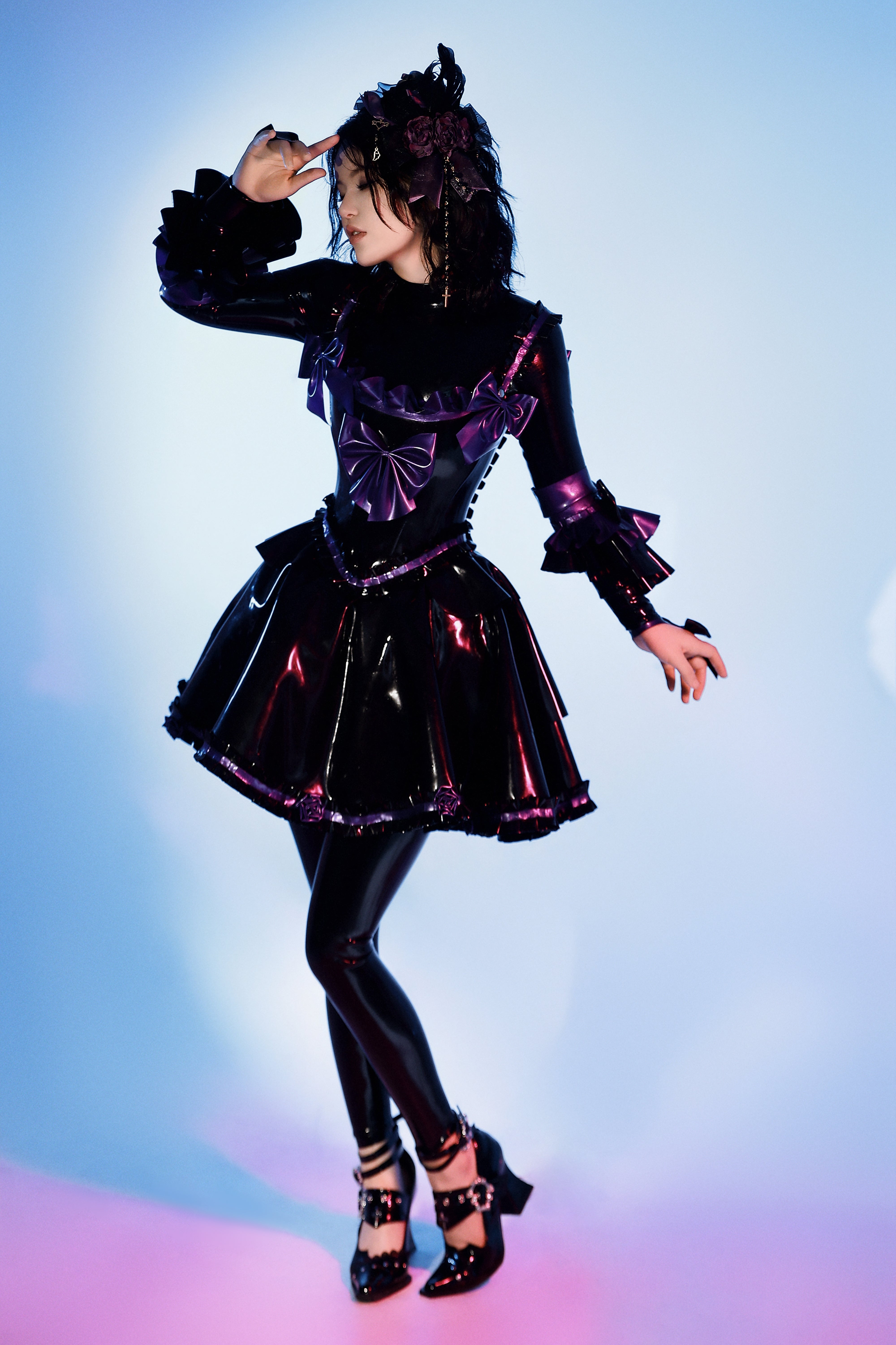Gothic Sweet Latex Lolita Dress – midnight latex