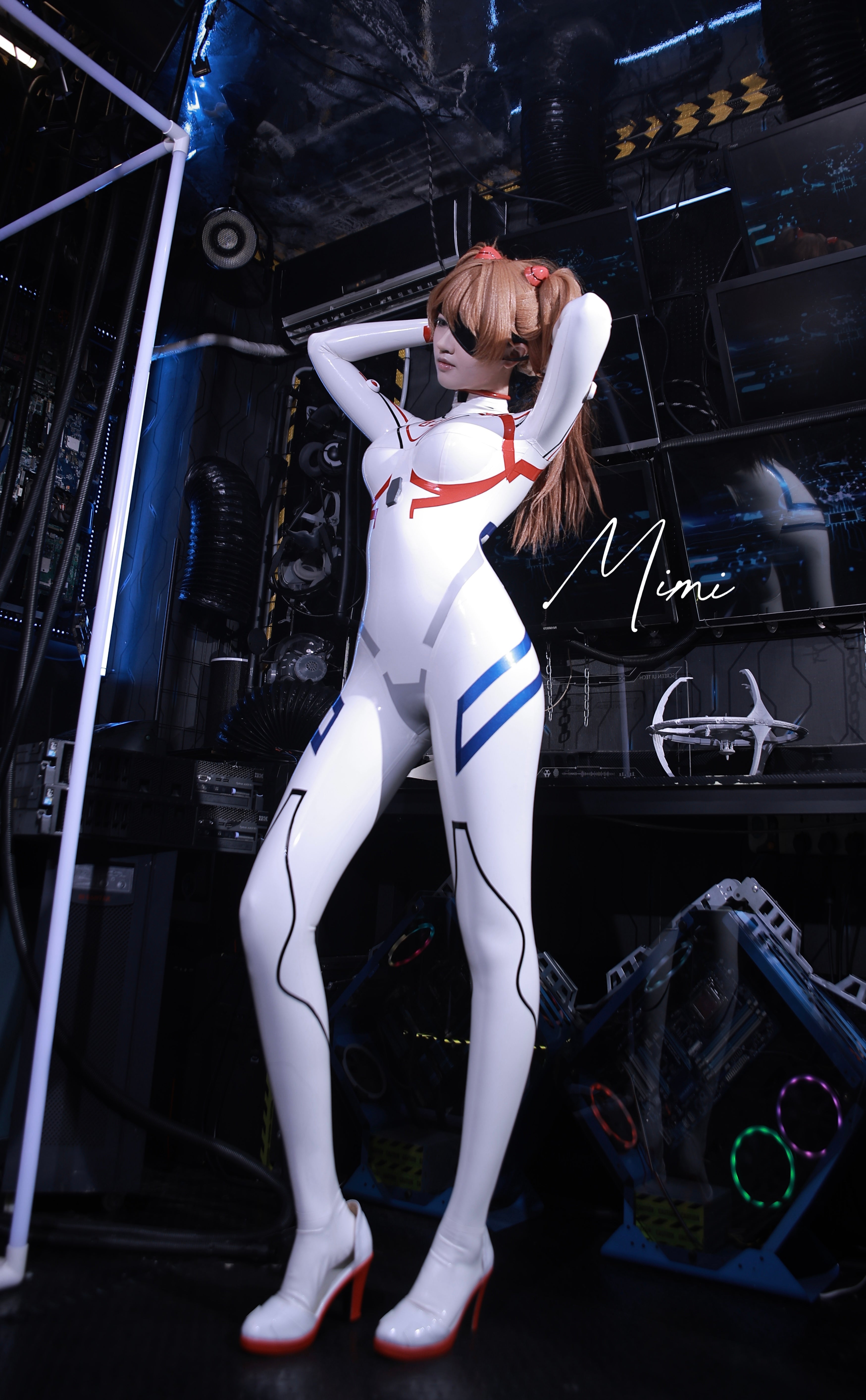 White Asuka Tight Latex Combat Suit