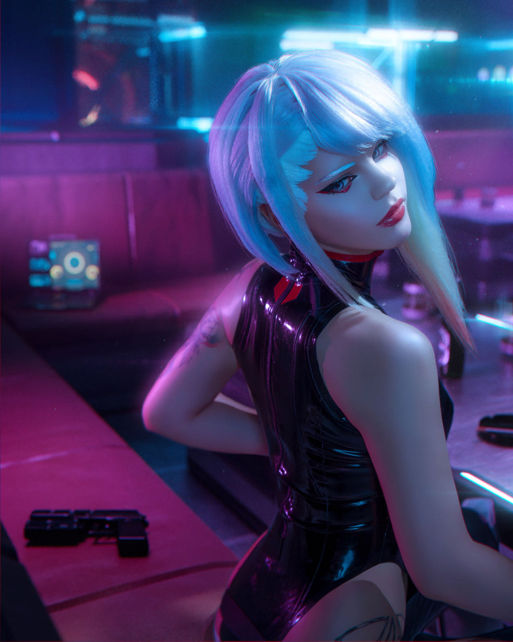 Cyberpunk 2077 Lucy Cosplay Costume - Latex Version