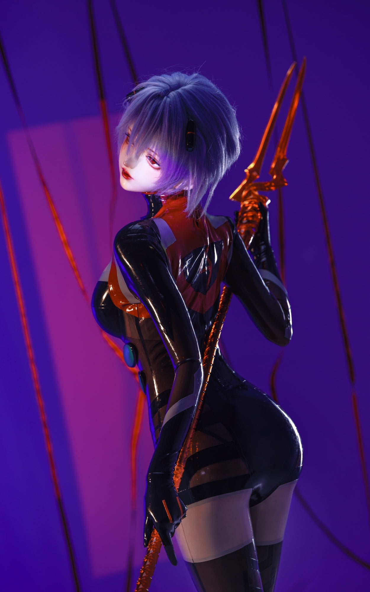 綾波レイ 黒ラテックスコスプレ衣装 – midnight latex