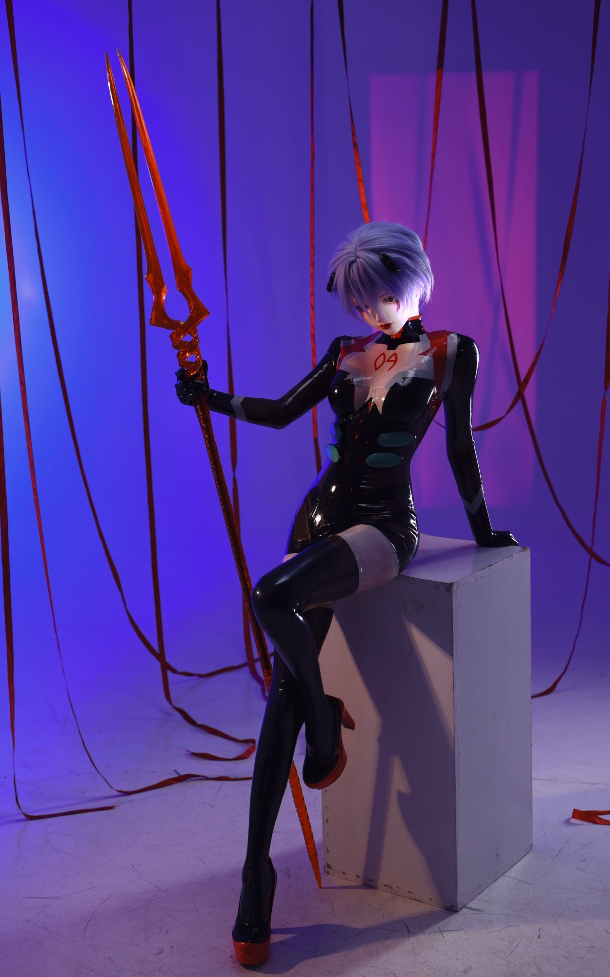綾波レイ 黒ラテックスコスプレ衣装 – midnight latex